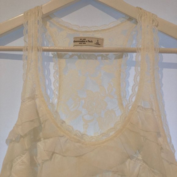 NWT Abercrombie & Fitch Caily Floral Lace Stretch White Tank Women's S - Picture 1 of 8